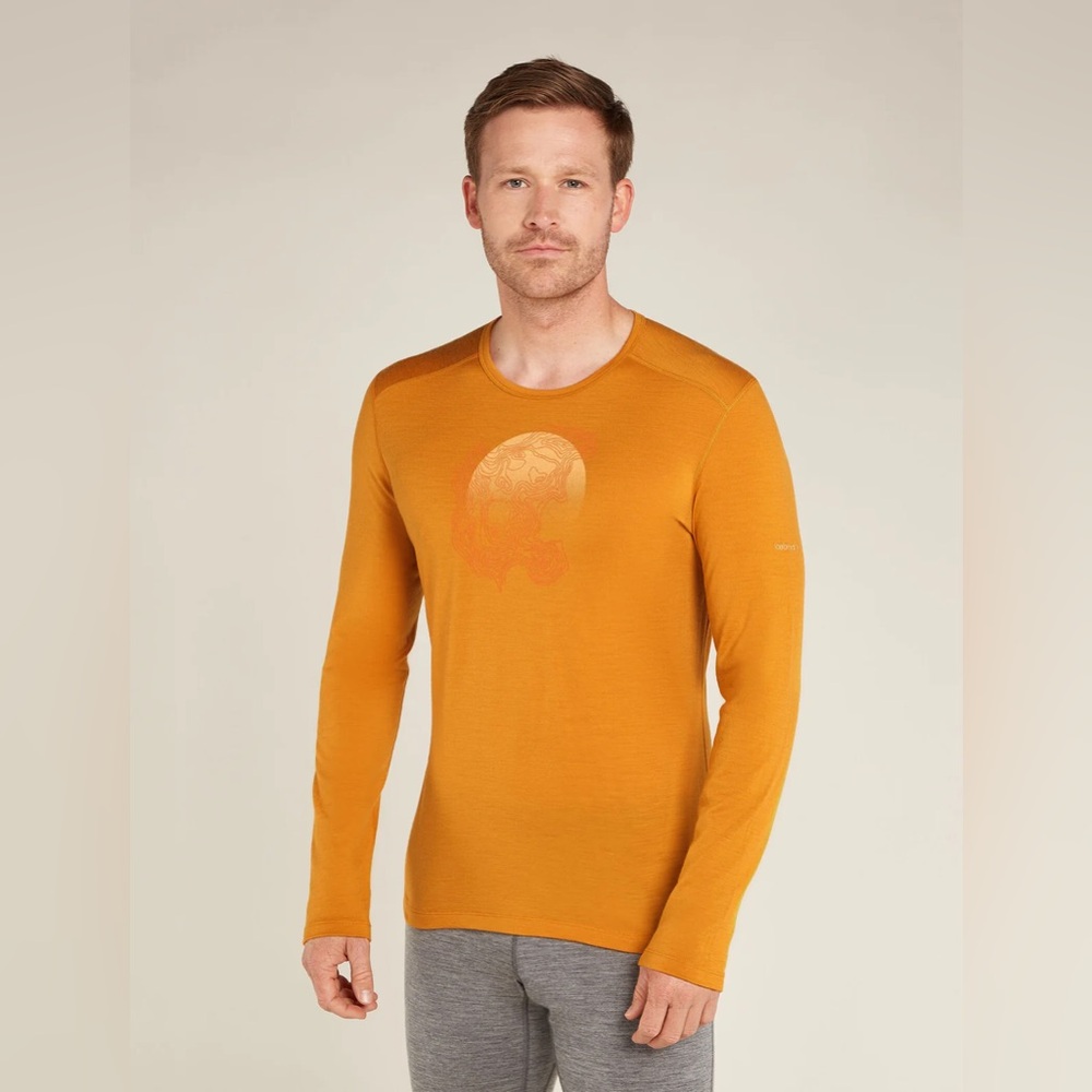 ICEBREAKER Men's Merino 200 Oasis Long Sleeve Crewe Thermal Top Ruapehu Round XL